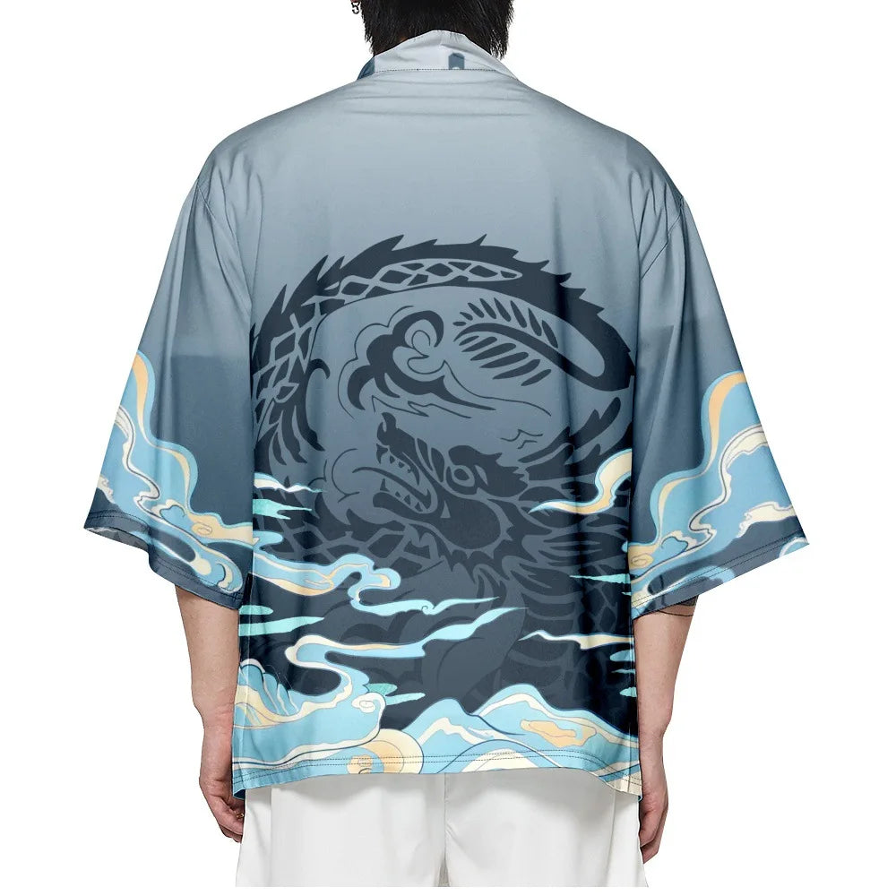 Grey Waves Yukata Top