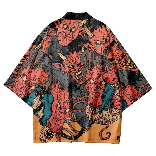 Demon and Dragon Yukata Top