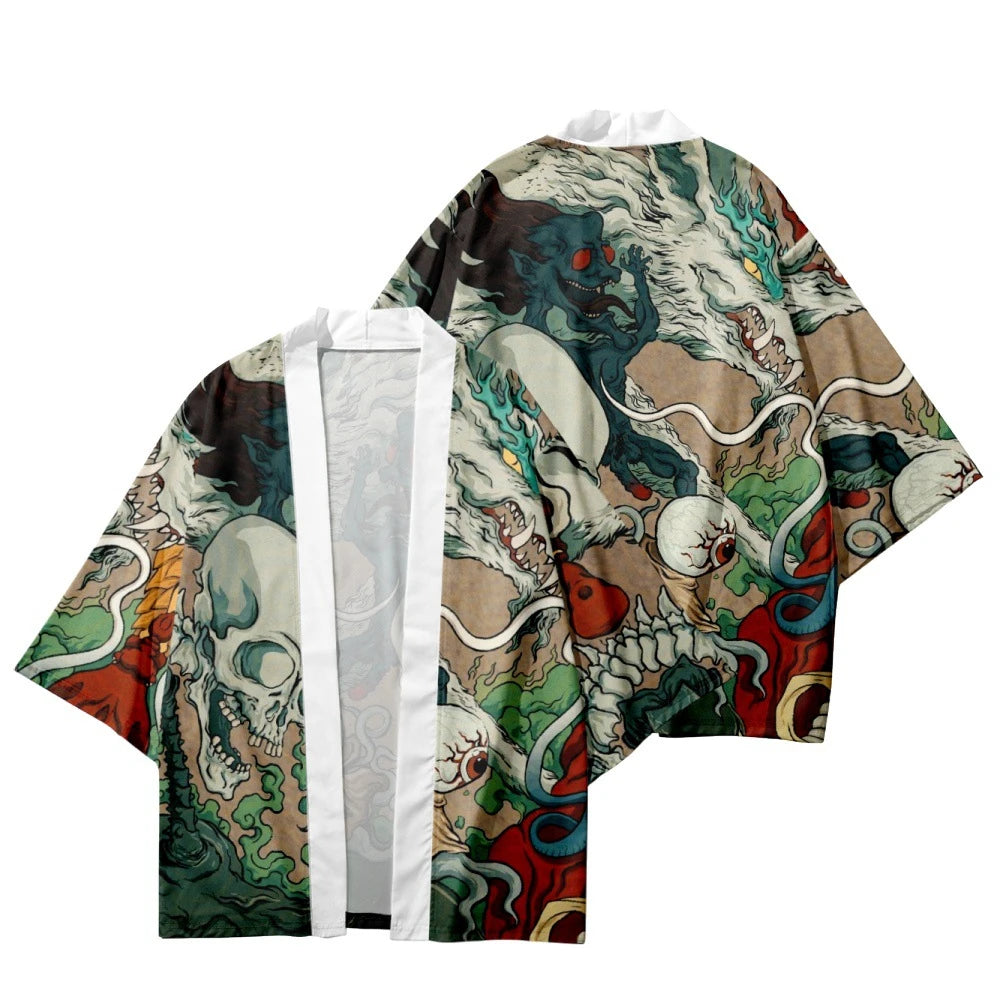 Dragon and Skeletons Yukata Top