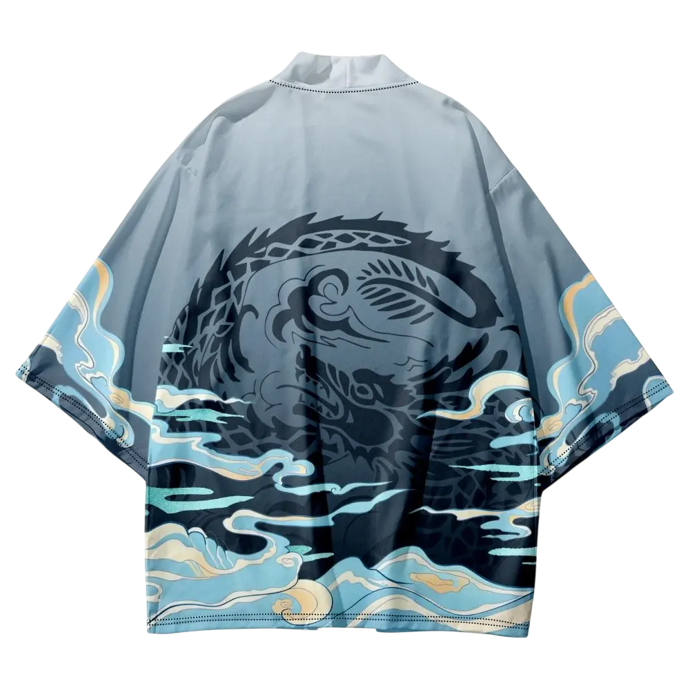 Grey Waves Yukata Top