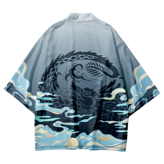 Grey Waves Yukata Top