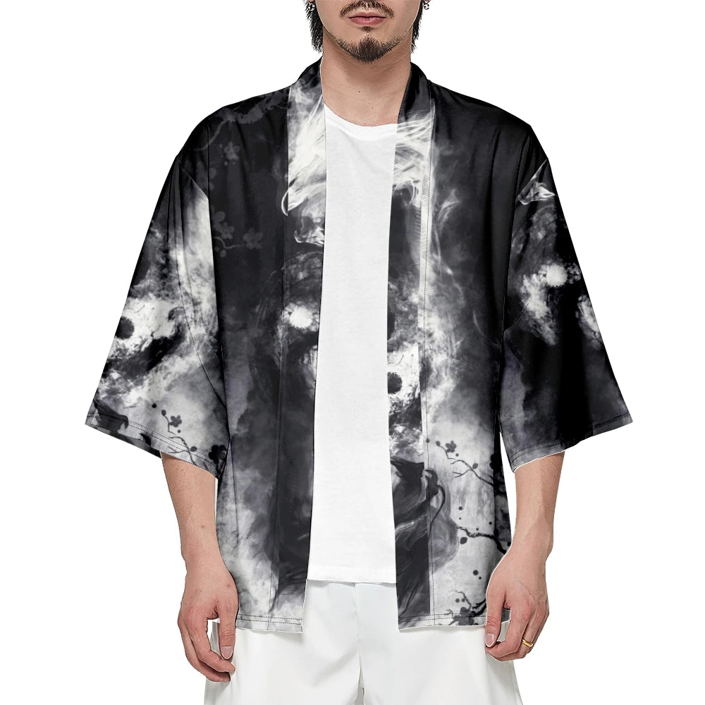 White Dragon Yukata Top