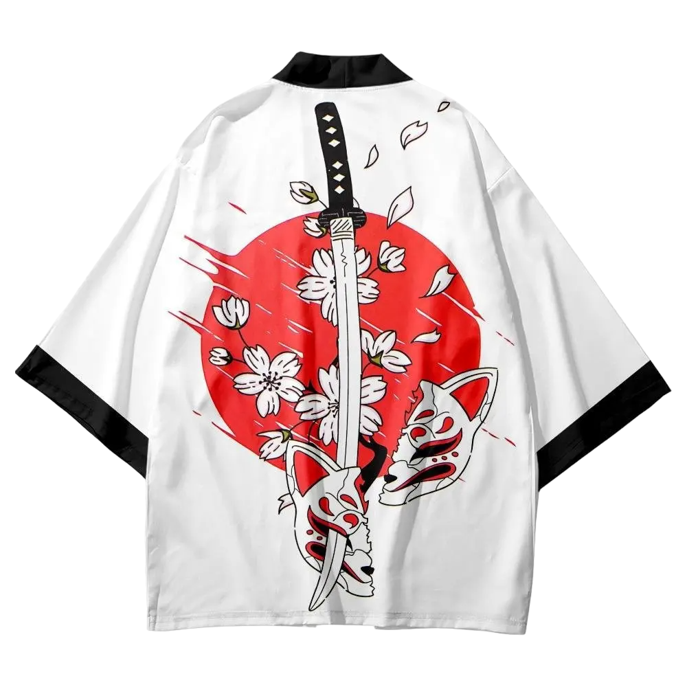 White Sword Kitsune Yukata Top