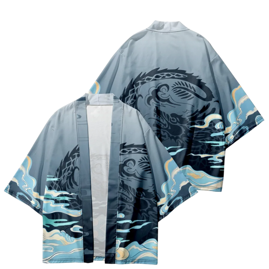 Grey Waves Yukata Top