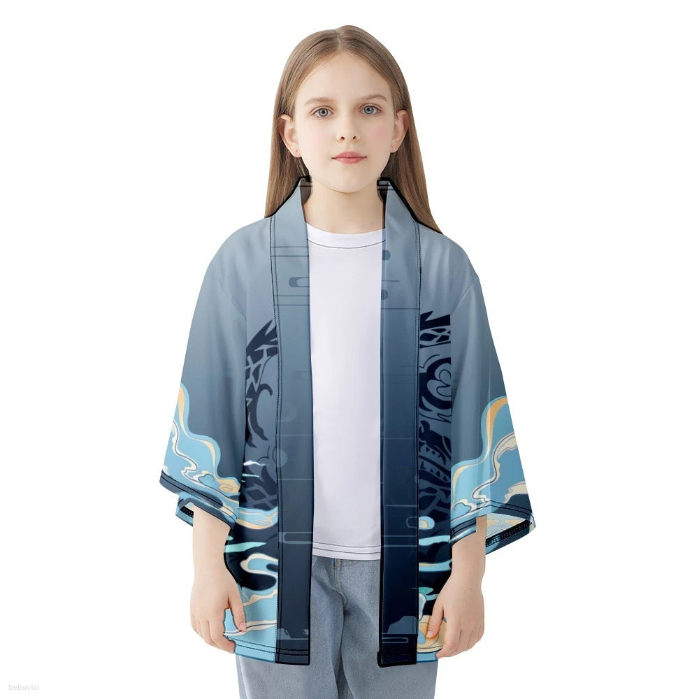 Grey Waves Yukata Top
