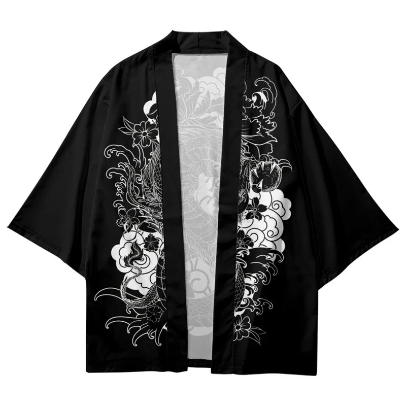Black Dragon Yukata Top