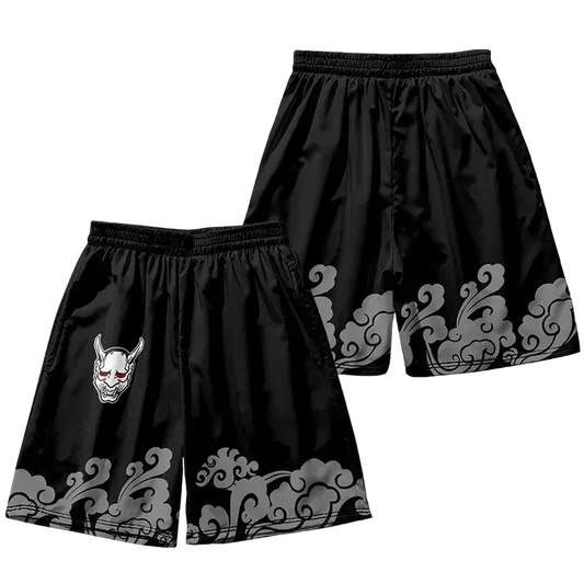 Black Hannya Yukata Shorts