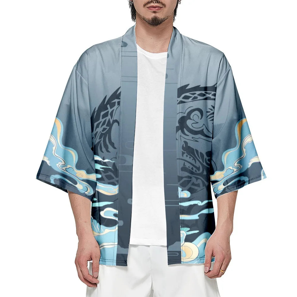 Grey Waves Yukata Top