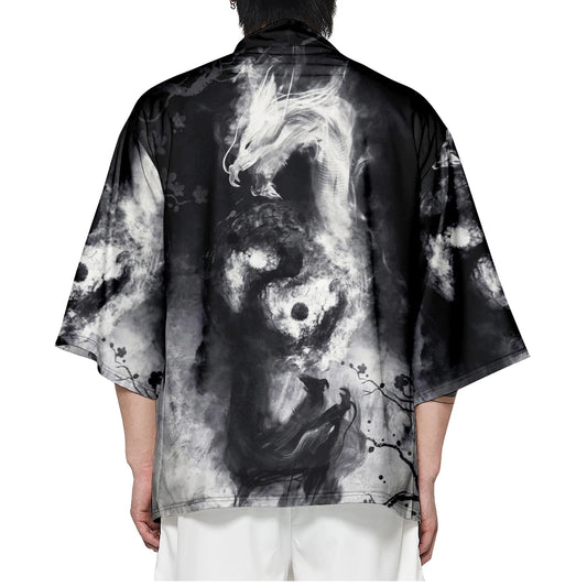 White Dragon Yukata Top