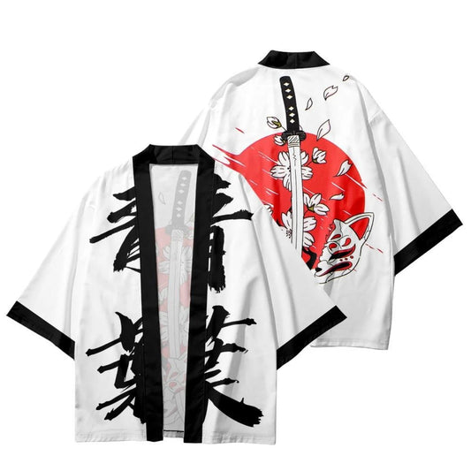 White Sword Kitsune Yukata Top
