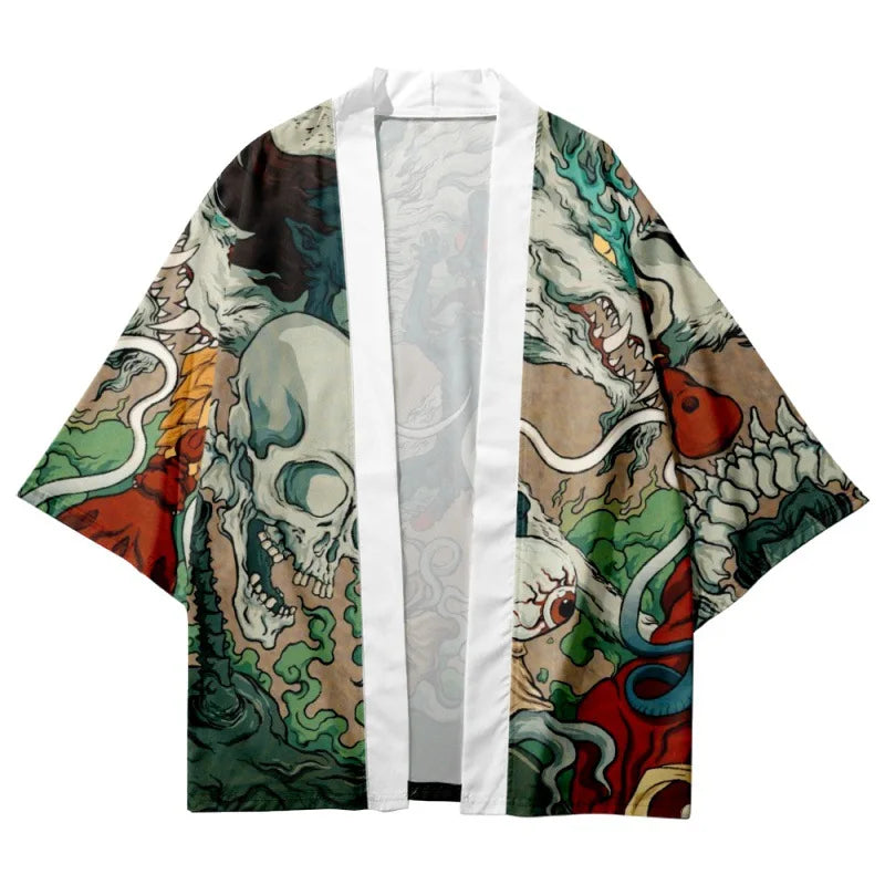Dragon and Skeletons Yukata Top