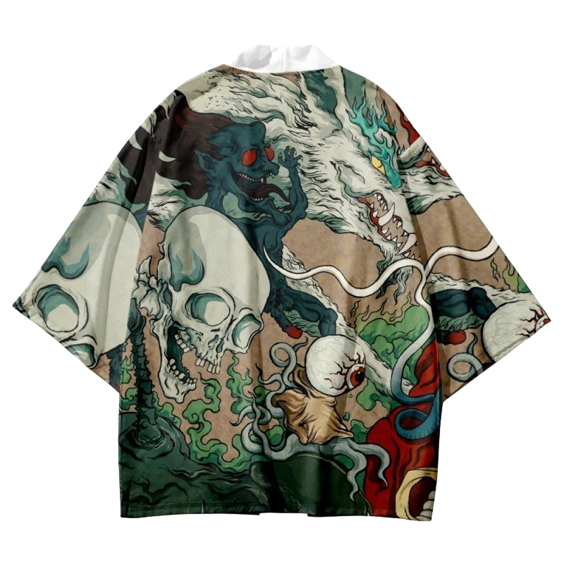 Dragon and Skeletons Yukata Top
