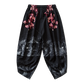 Black Flowers Yukata Pants