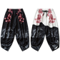 Black Flowers Yukata Pants