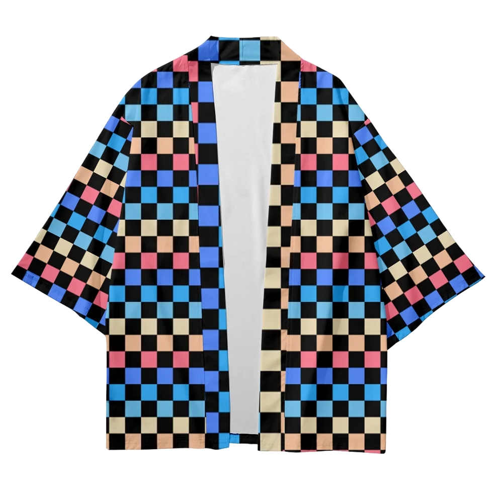 Rainbow Checkerboard Yukata Top