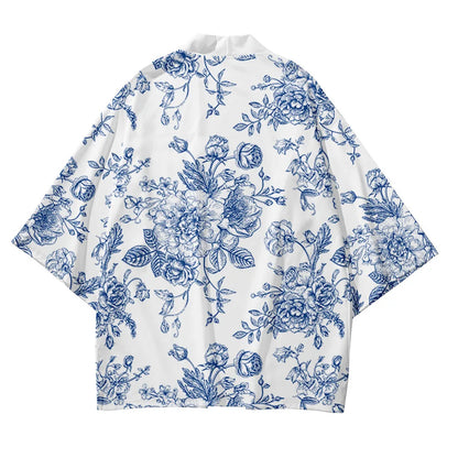 White Flower Yukata Top