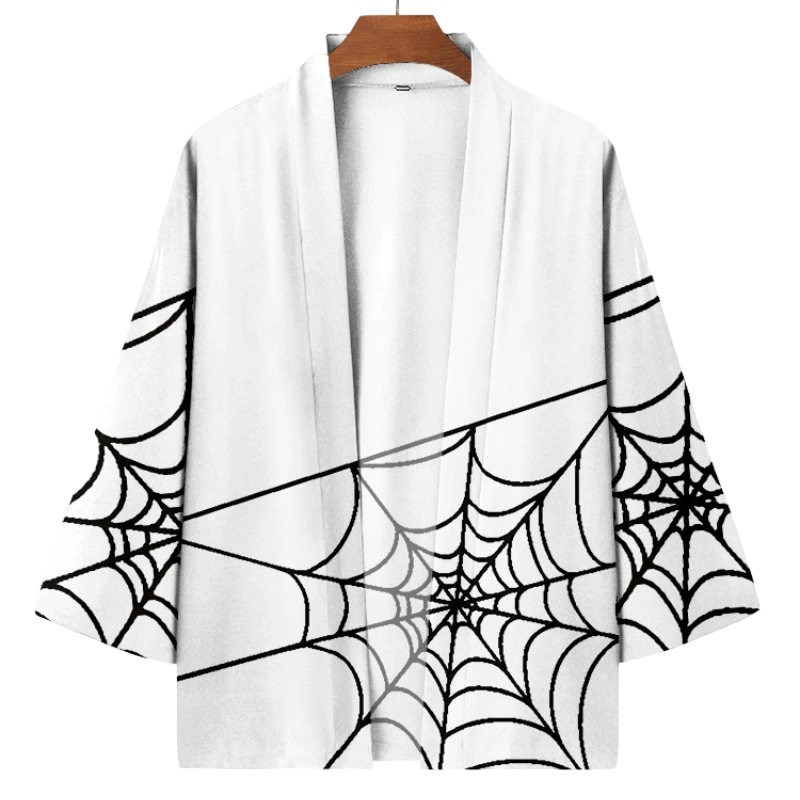 White Spider Web Yukata Top