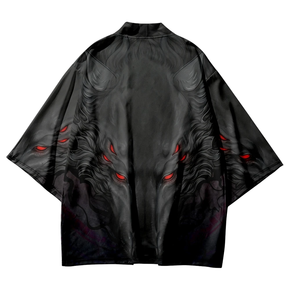 Black Wolf Yukata Top