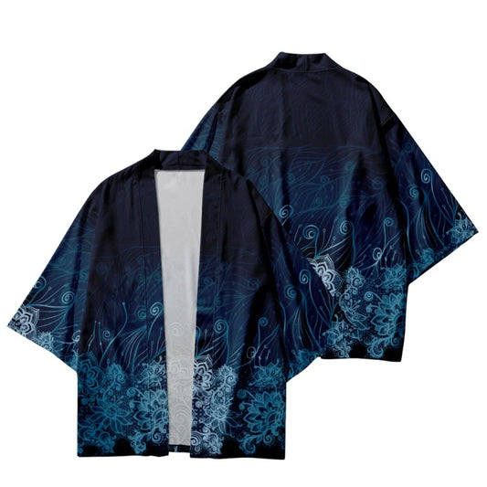 Blue Flower Ocean Yukata Top