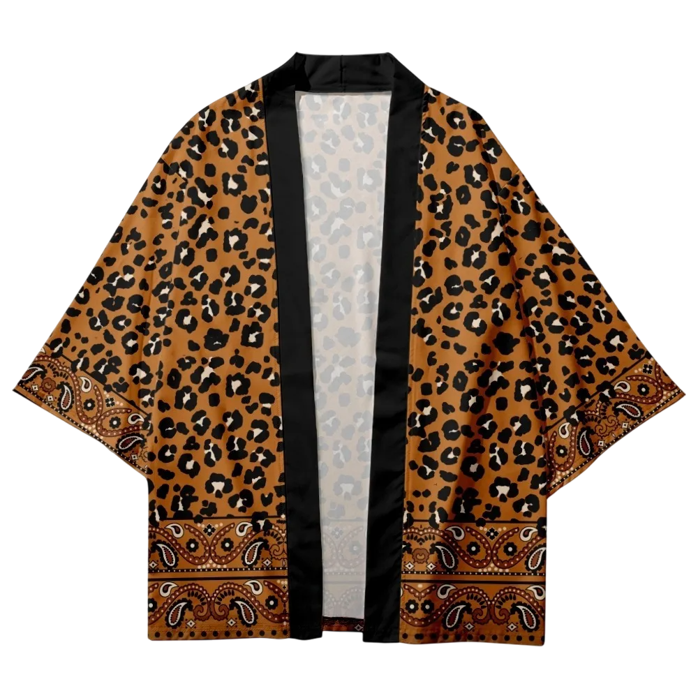 Leopard Print Yukata Top