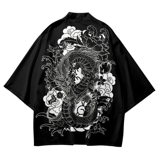 Black Dragon Yukata Top