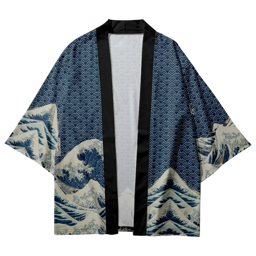 Blue Waves Yukata Top