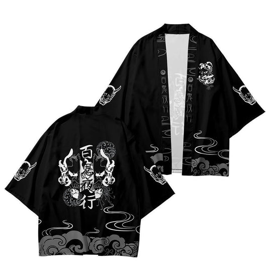 Black Hannya Yukata Top