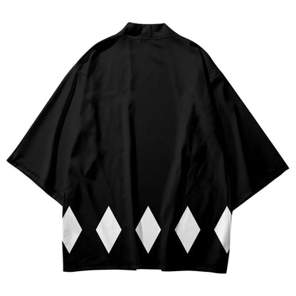 Geometric Black Yukata Top