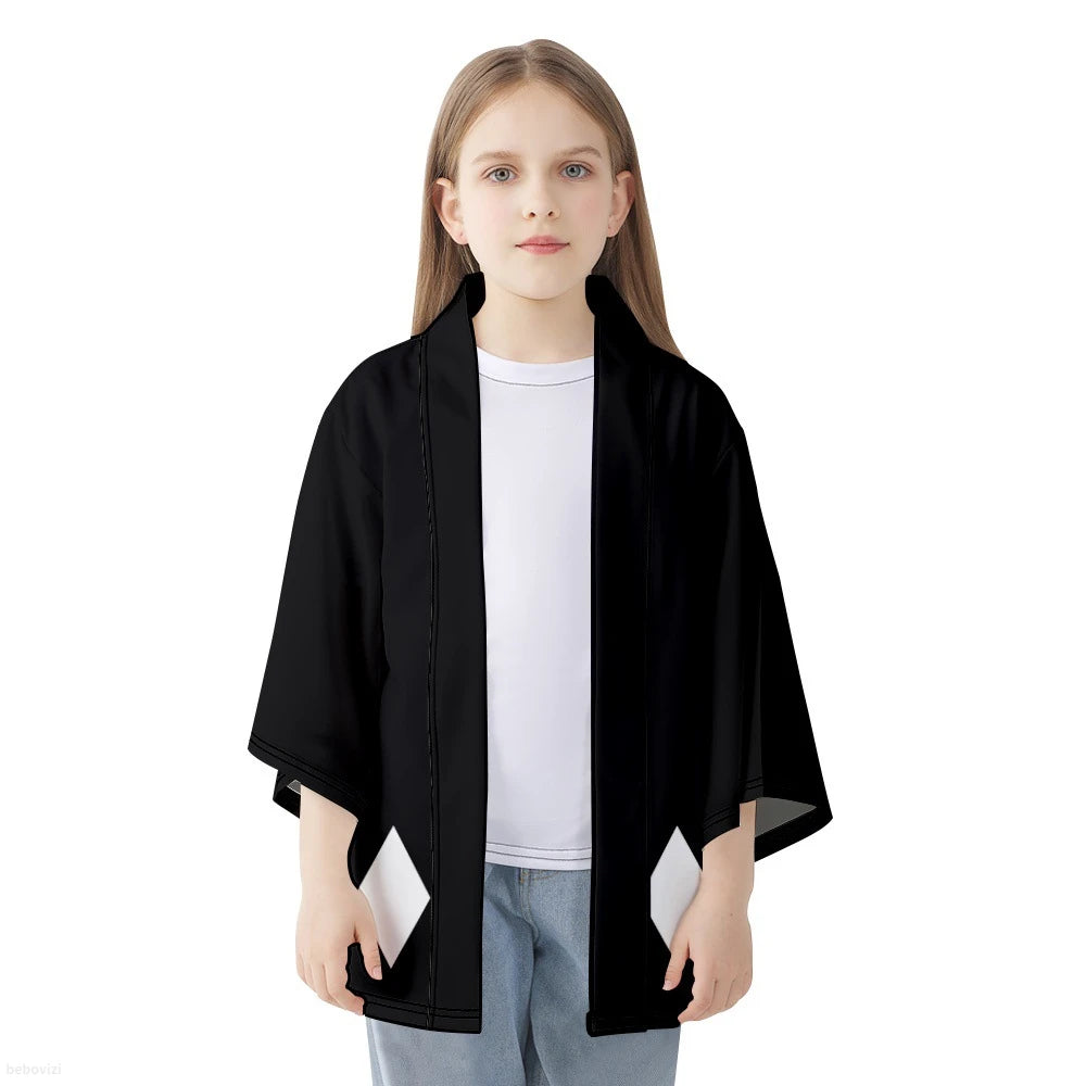 Geometric Black Yukata Top