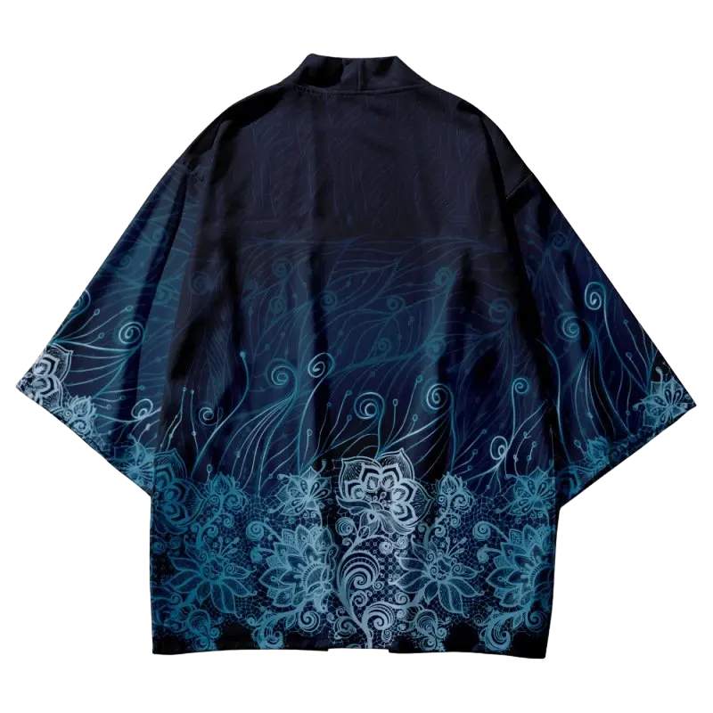 Blue Flower Ocean Yukata Top