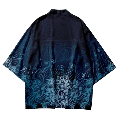 Blue Flower Ocean Yukata Top