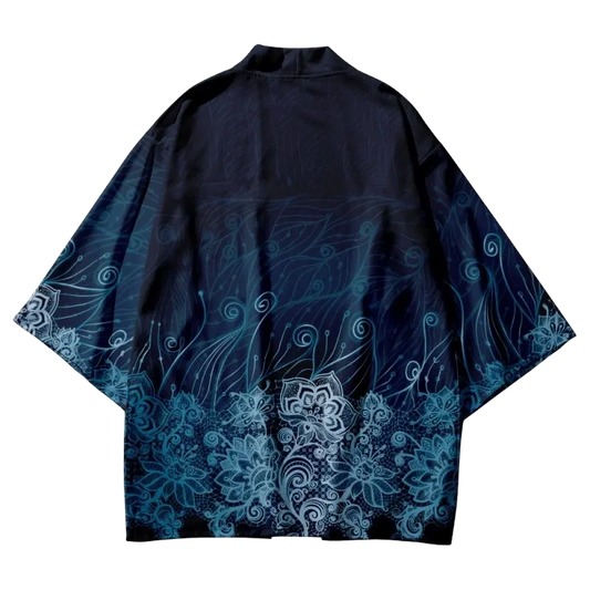 Blue Flower Ocean Yukata Top