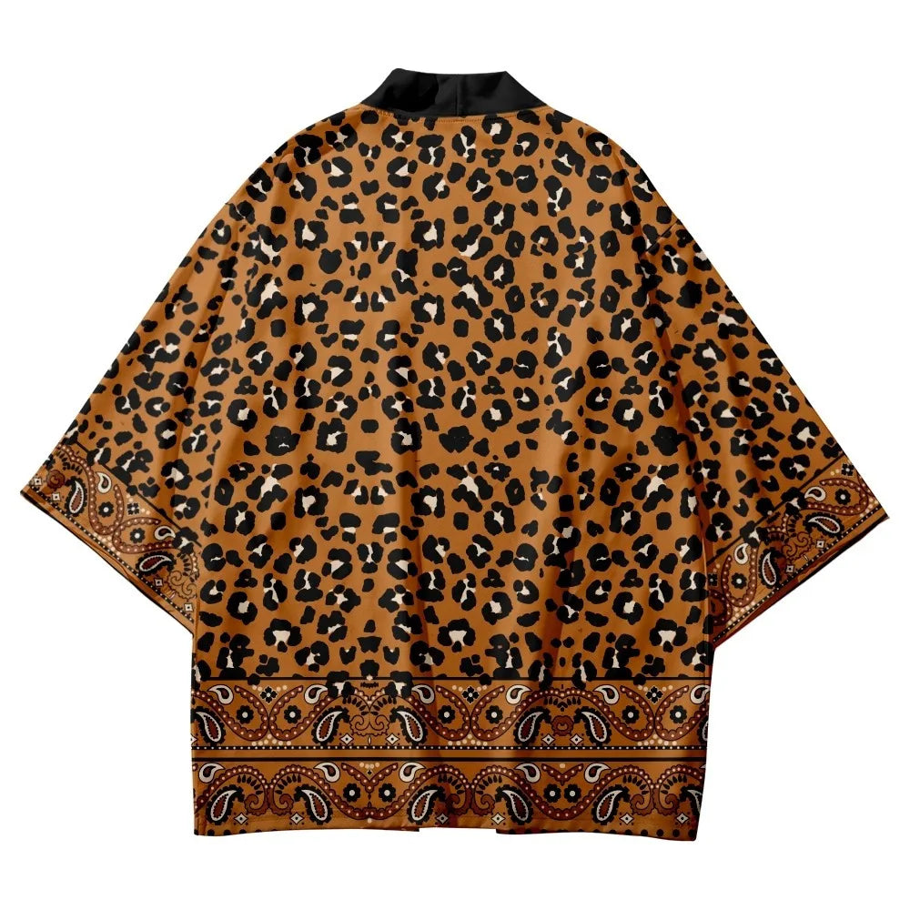 Leopard Print Yukata Top