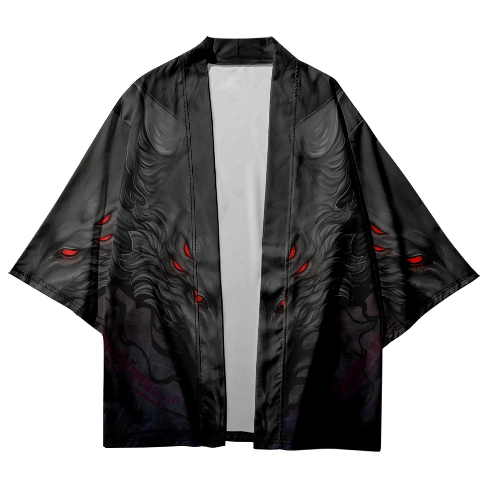 Black Wolf Yukata Top