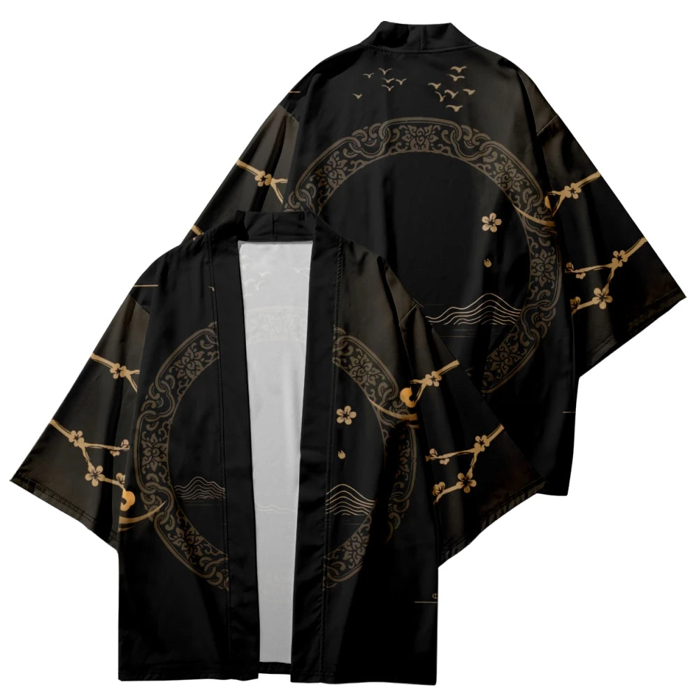 Black Waves Yukata Top