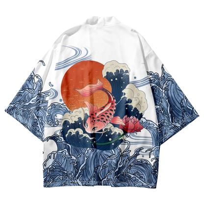 Wave Fish Yukata Top