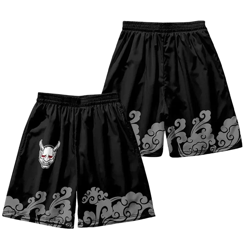 Black Hannya Yukata Shorts