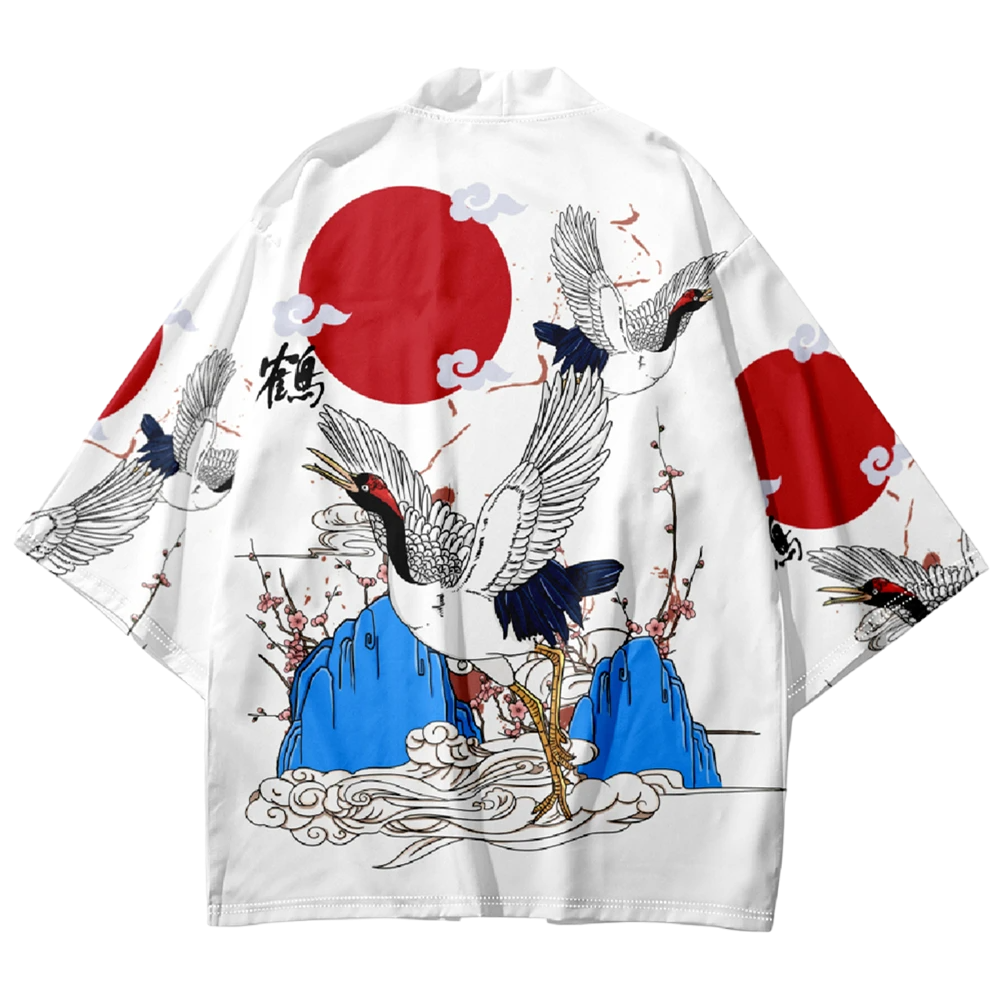 White Crane Yukata Top