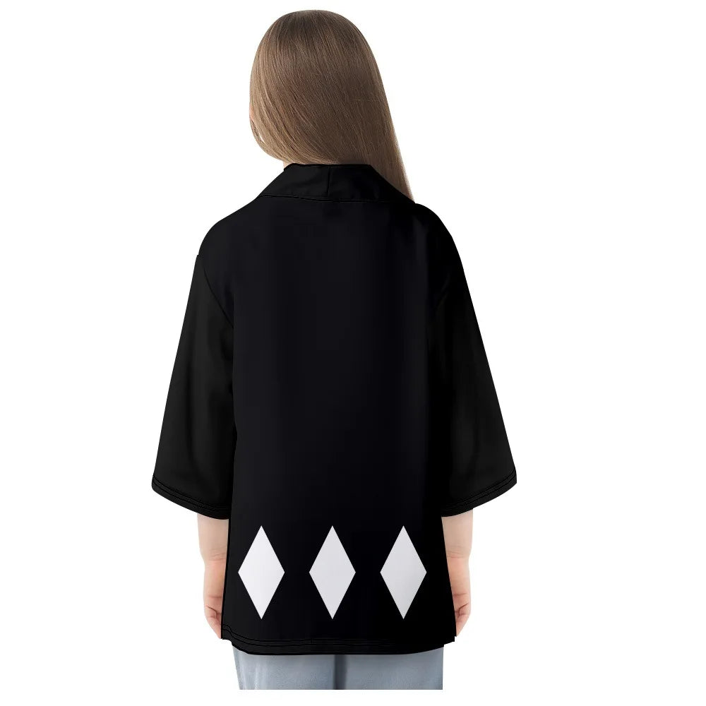 Geometric Black Yukata Top