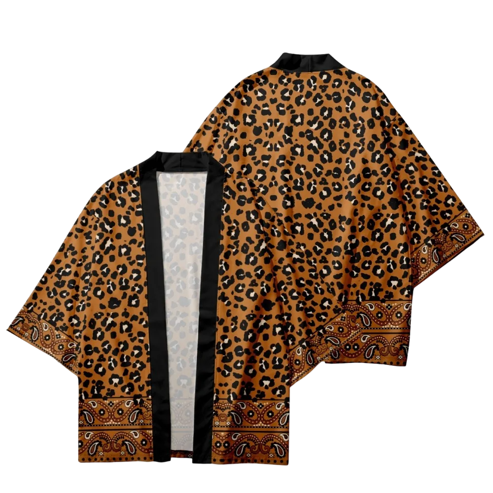 Leopard Print Yukata Top