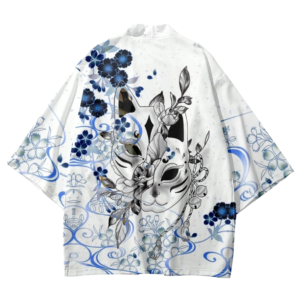 White Kitsune Mask Yukata Top