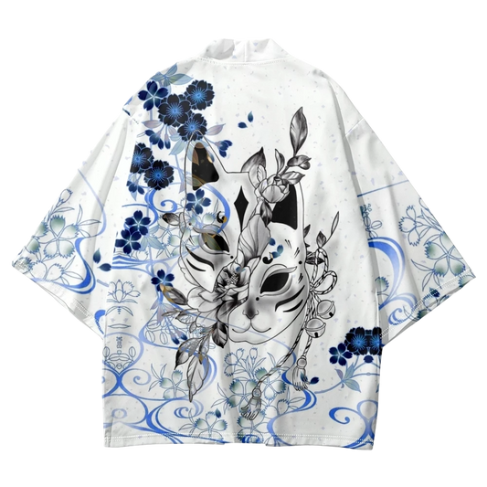 White Kitsune Mask Yukata Top