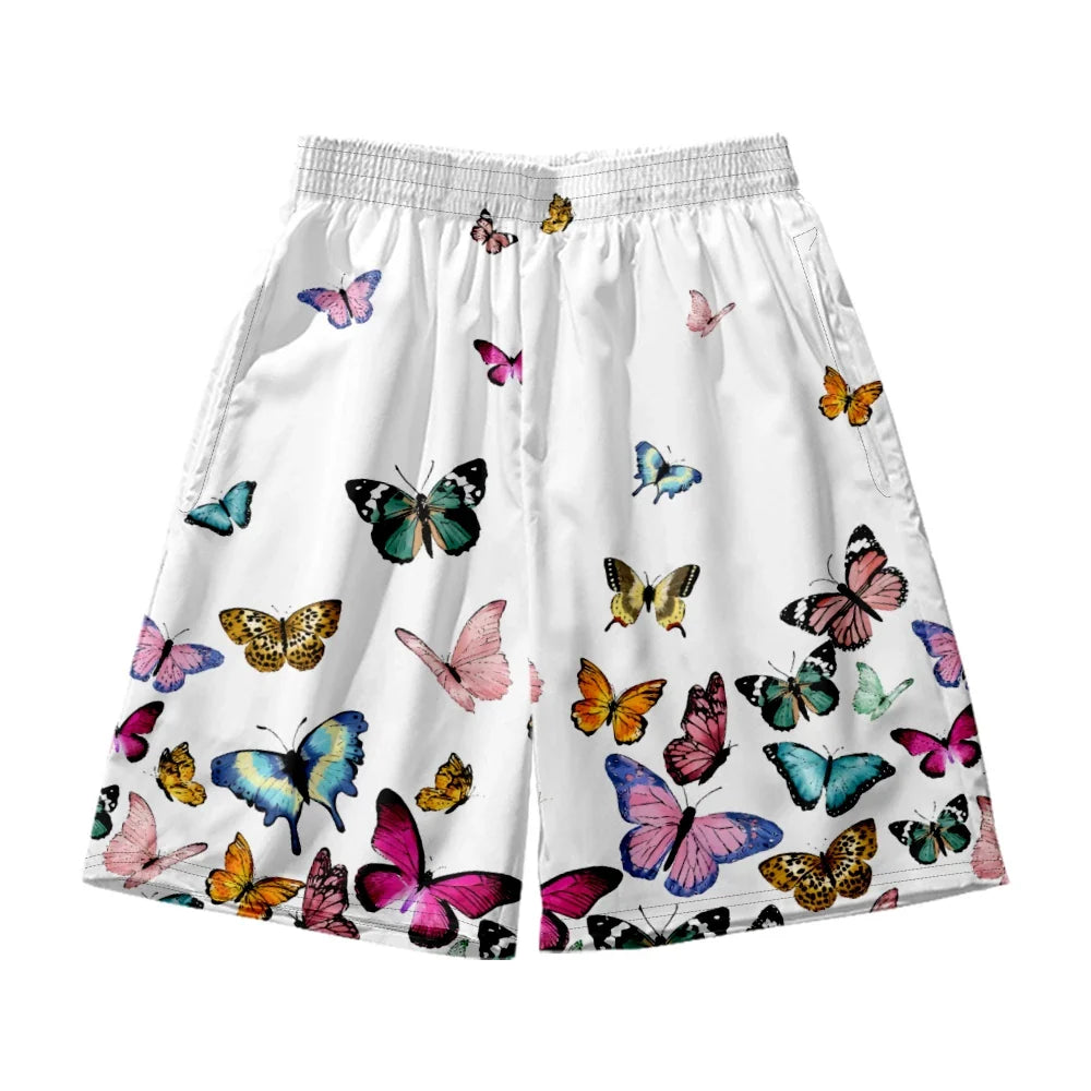 White Butterfly Yukata Shorts