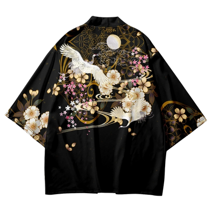 Crane Flowers Yukata Top