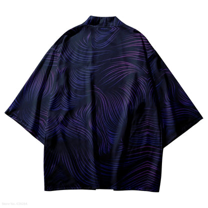 Blue Line Yukata Top